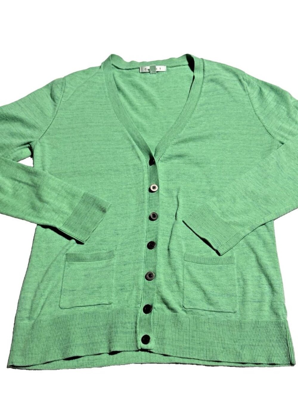 Cabi Green Billi Cardigan Style 697 Medium Button Front Front Pockets